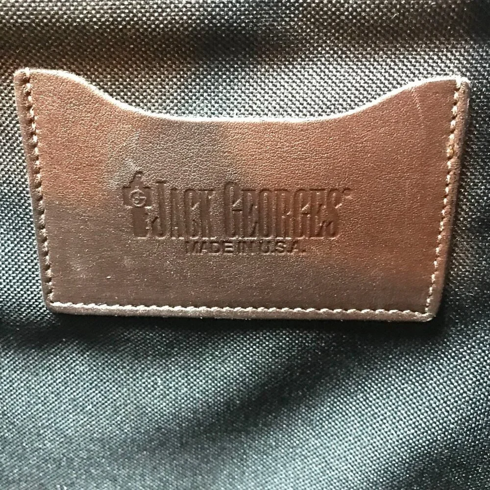 JACK ROGERS Mens Executive Leather Briefcase Messenger Bag Brown Zip Top 16